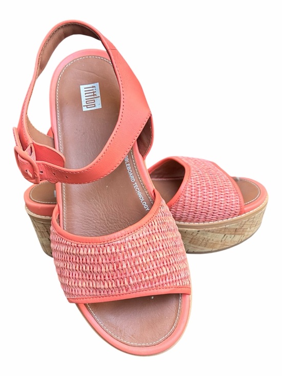 Fitflop Shoes - FitFlop Eloise Coral Wedge Sandals with Woven Toe Band sz8